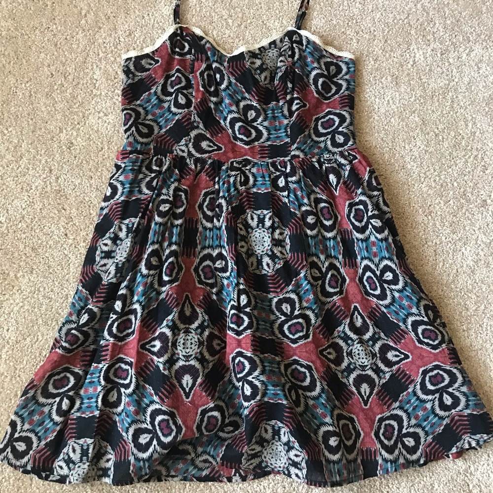 Patterned Zip Up Skater Dress
